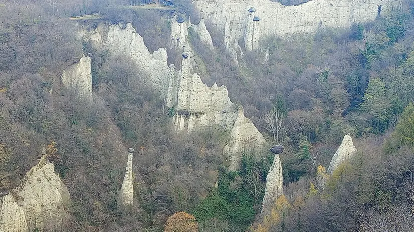 Necessari il taglio del bosco alla base delle piramidi della riserva - © www.giornaledibrescia.it
