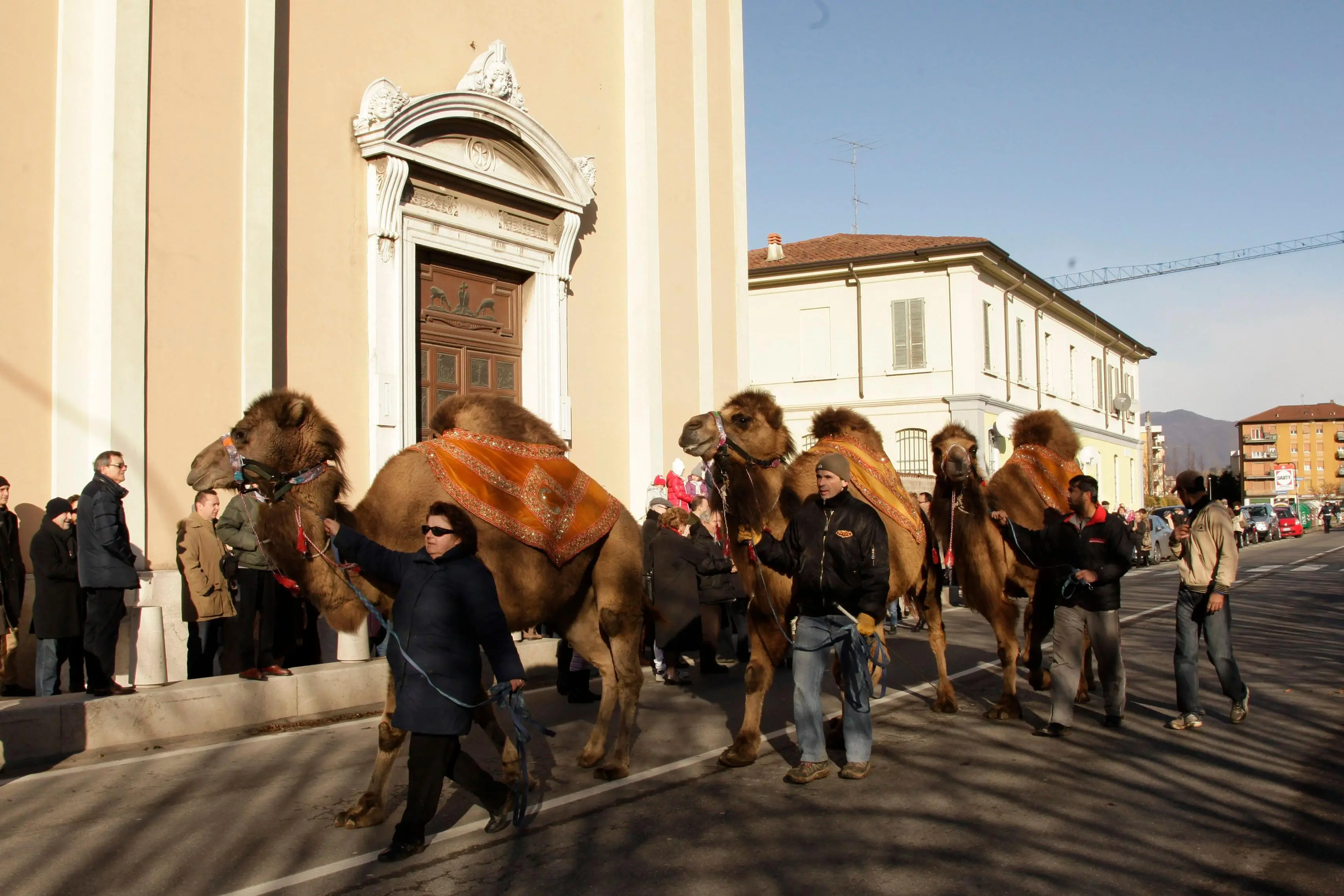 Nelle foto dell'agenzia New Eden Group, i dromedari davanti alla chiesa della Volta e i Re Magi a cavallo