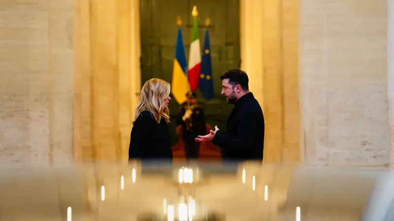 Il presidente dell'Ucraina Zelensky e la premier italiana Meloni - Foto Ansa © www.giornaledibrescia.it