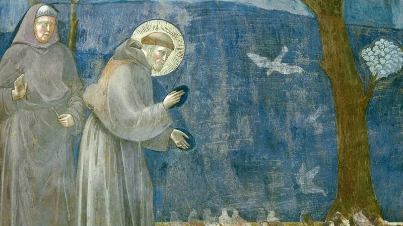 San Francesco e la «Predica agli uccelli», affresco nella Basilica superiore di Assisi