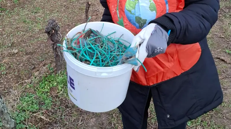 Un secchio contenente parte della plastica raccolta - © www.giornaledibrescia.it