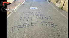 Una delle scritte fatte dalla baby gang