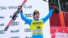 Giovanni Franzoni esulta sul podio - Foto Ansa/Luciano Solero © www.giornaledibrescia.it