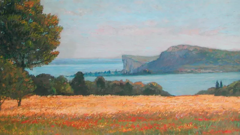 La rocca di Manerba dipinta da Enzo Gazich