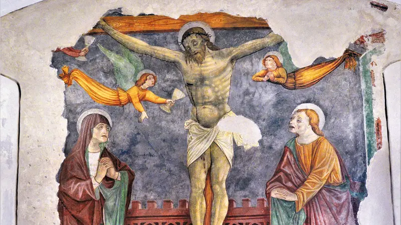 L'affresco che raffigura la Crocifissione © www.giornaledibrescia.it