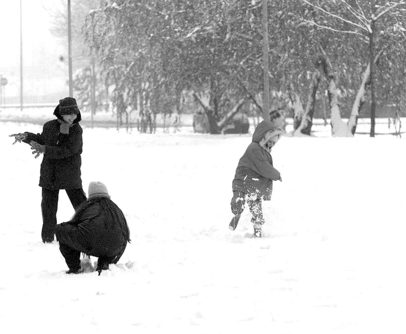 La città imbiancata il giorno di Natale nel 2000