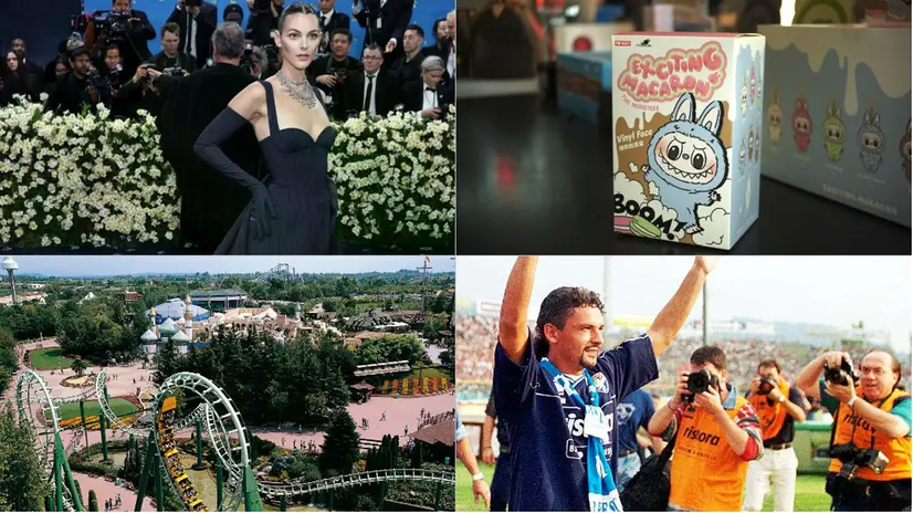Da sinistra, in alto: Vittoria Ceretti, Labubu, Gardaland e Baggio