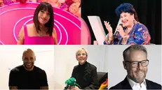 Dall'alto in senso orario: Cristina Fogazzi, Marisa Laurito, Paolo Borzacchiello, Laura Castelletti e Marcell Jacobs