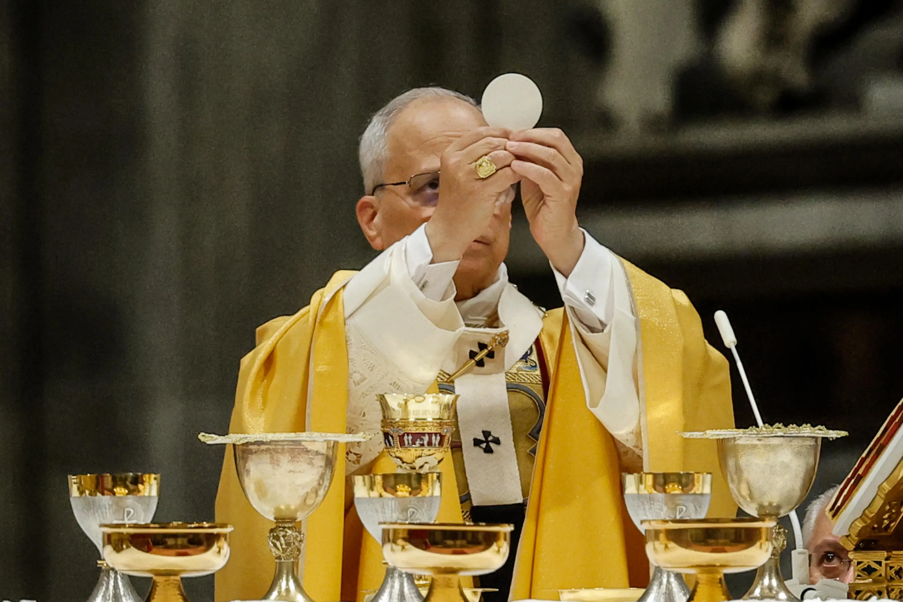 Pope Leo XIV presides over a Holy Midnight Mass for the Solemnity of the Nativity of the Lord, in St. Peter's Basilica, Vatican City, 24 December 2025. ANSA/GIUSEPPE LAMI