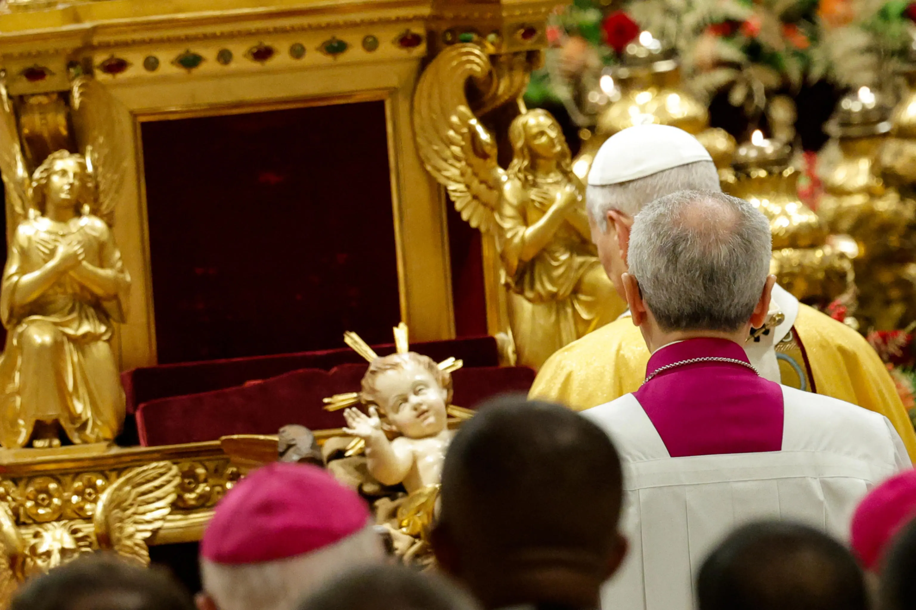 Pope Leo XIV presides over a Holy Midnight Mass for the Solemnity of the Nativity of the Lord, in St. Peter's Basilica, Vatican City, 24 December 2025. ANSA/GIUSEPPE LAMI