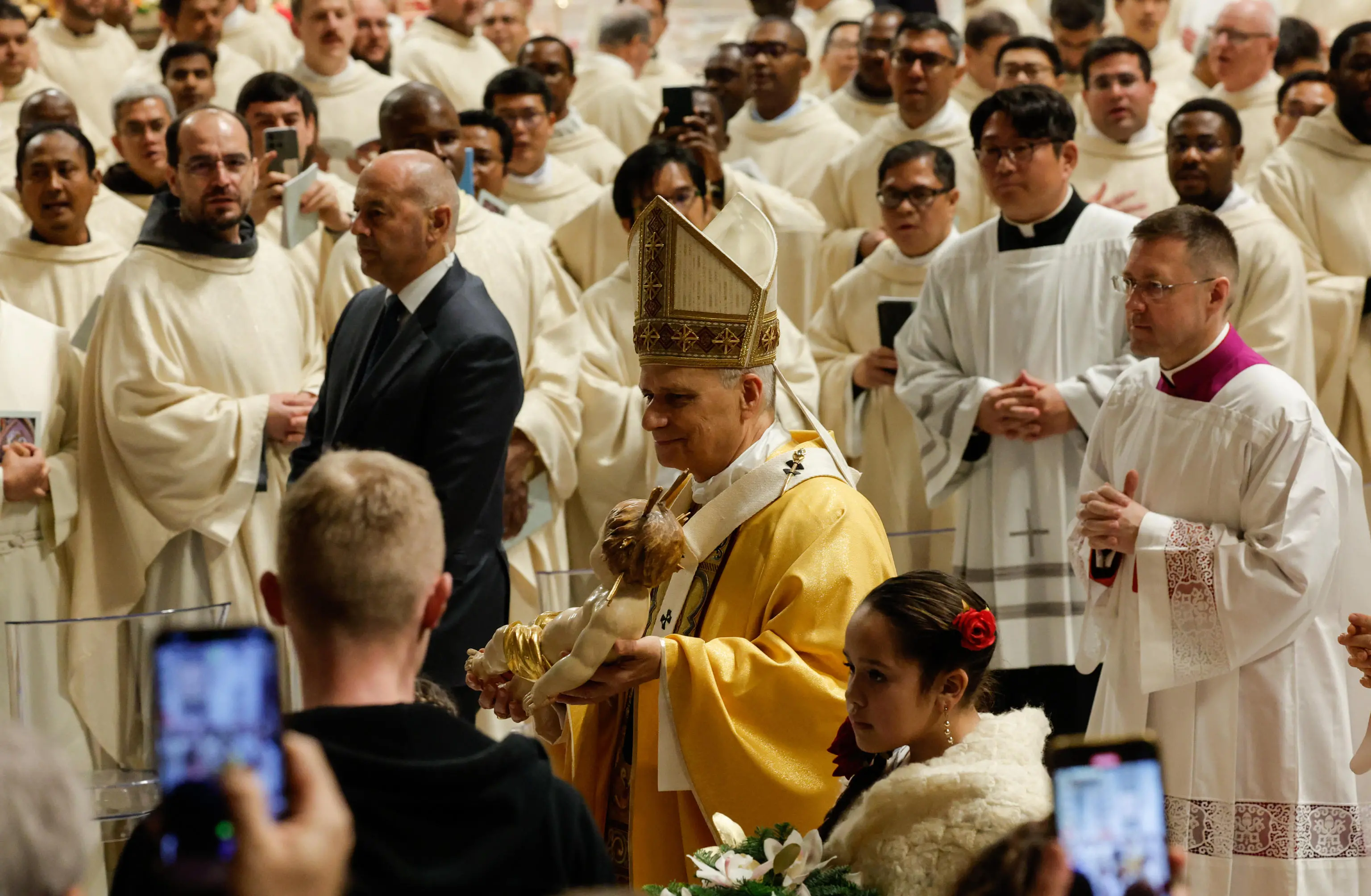 Pope Leo XIV presides over a Holy Midnight Mass for the Solemnity of the Nativity of the Lord, in St. Peter's Basilica, Vatican City, 24 December 2025. ANSA/GIUSEPPE LAMI