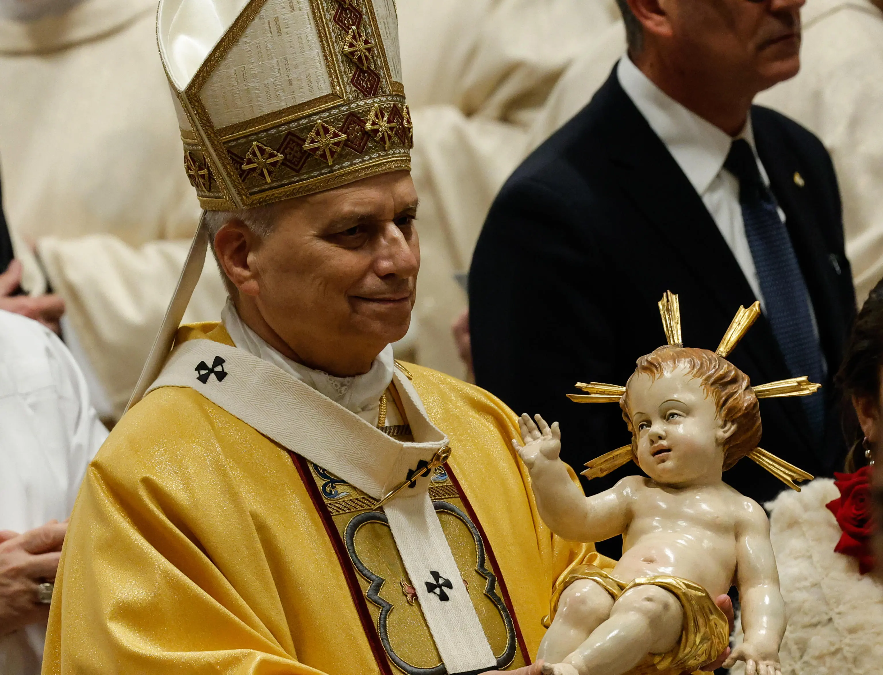 Pope Leo XIV presides over a Holy Midnight Mass for the Solemnity of the Nativity of the Lord, in St. Peter's Basilica, Vatican City, 24 December 2025. ANSA/GIUSEPPE LAMI