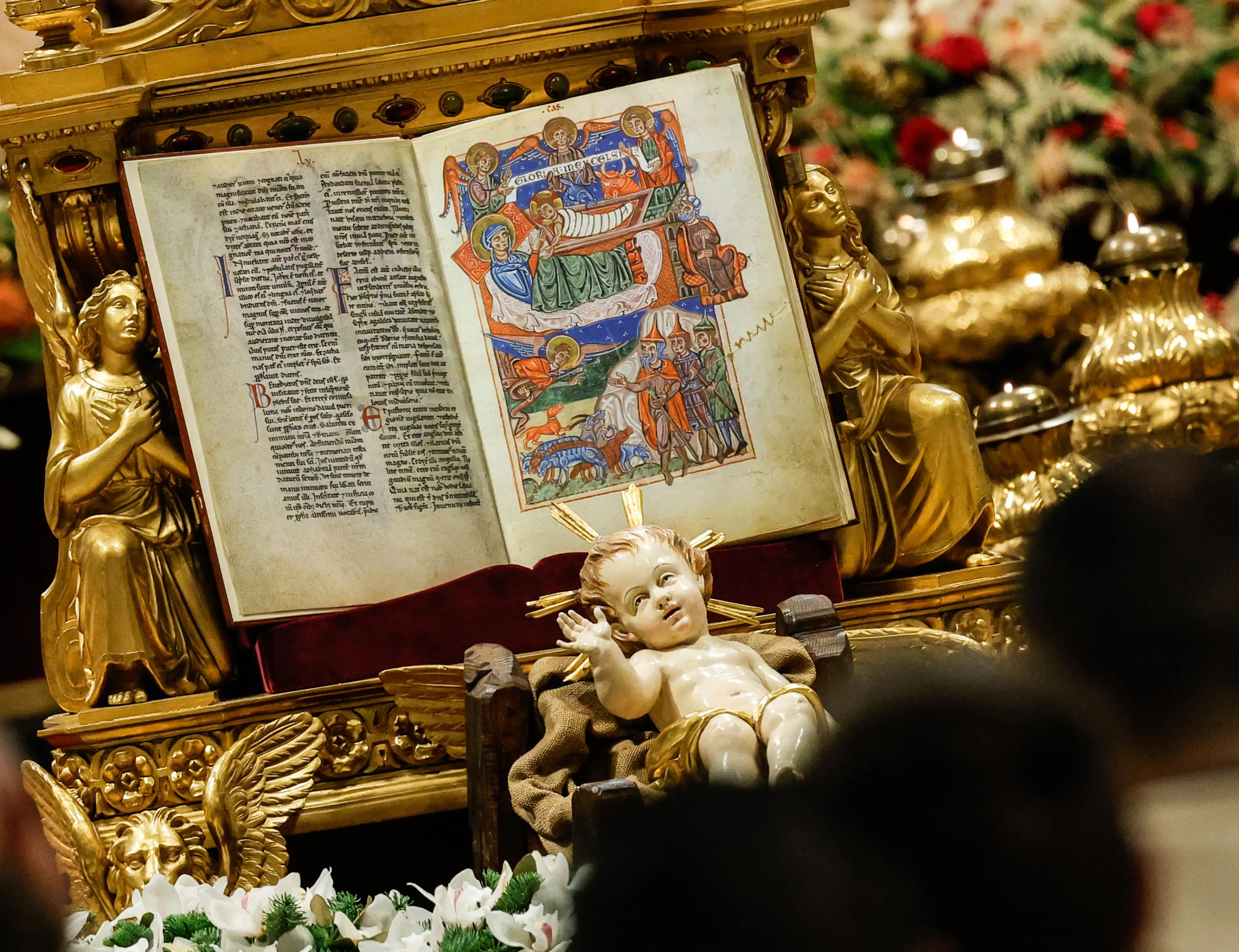 Pope Leo XIV presides over a Holy Midnight Mass for the Solemnity of the Nativity of the Lord, in St. Peter's Basilica, Vatican City, 24 December 2025. ANSA/GIUSEPPE LAMI