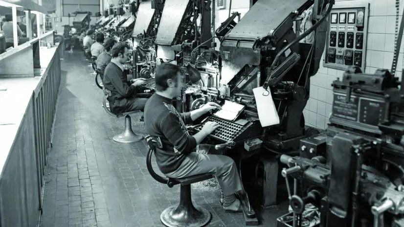 Le linotype al pianoterra del GdB in via Saffi - © www.giornaledibrescia.it