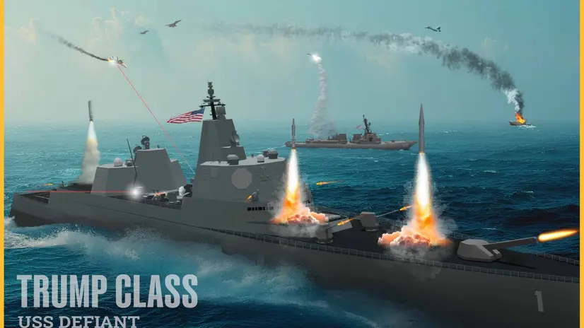 Un'anteprima grafica diffusa dalla US Navy della nuova nave da guerra trumpiana