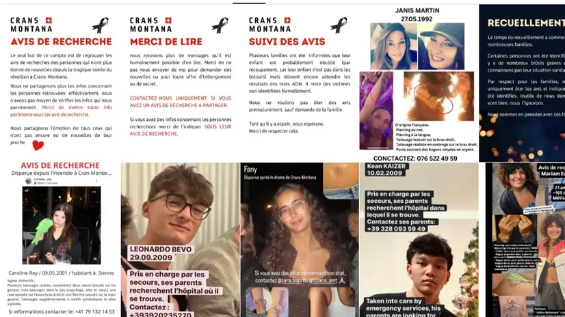 Gli annunci sulla pagina Instagram dedicata alle ricerche dei dispersi