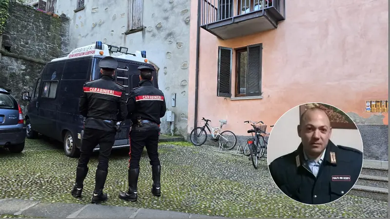 I carabinieri sul luogo dell'aggressione e, nel cerchio, Pasquale Raccioppoli