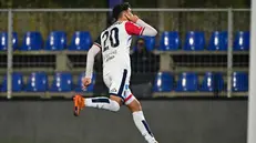 L'esultanza di Caccavo - Ufficio stampa Lumezzane