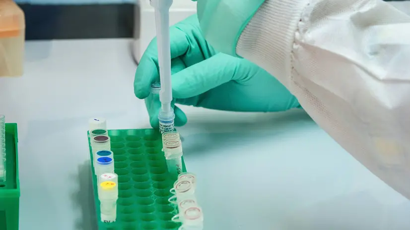 Un ricercatore maneggia materiale tecnico-medicale