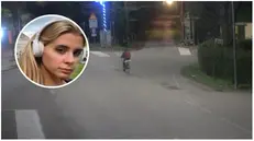 Annabella Martinelli e le immagini delle telecamera che la riprendono in bicicletta - Ansa © www.giornaledibrescia.it