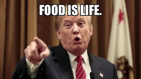 Un meme sul cibo con Donald Trump