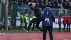 L'esultanza di Corini dopo il blitz di Arzignano - Foto New Reporter Comincini © www.giornaledibrescia.it