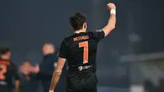 L'esultanza di Messaggi - Foto New Reporter Biasi © www.giornaledibrescia.it