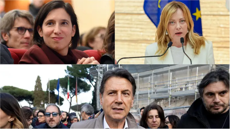 Elly Schlein, Giorgia Meloni, Giuseppe Conte