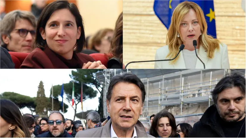Elly Schlein, Giorgia Meloni, Giuseppe Conte