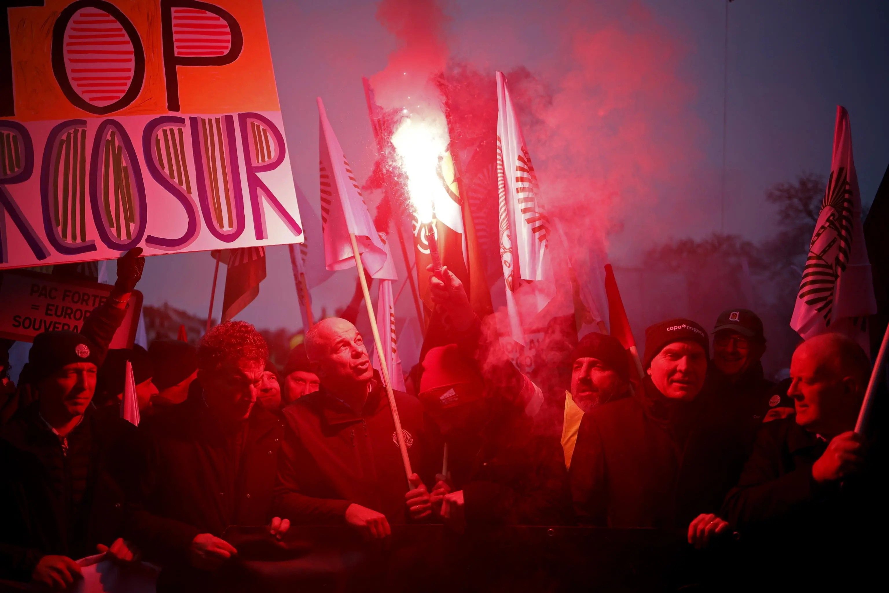 Agricoltori in piazza a Strasburgo