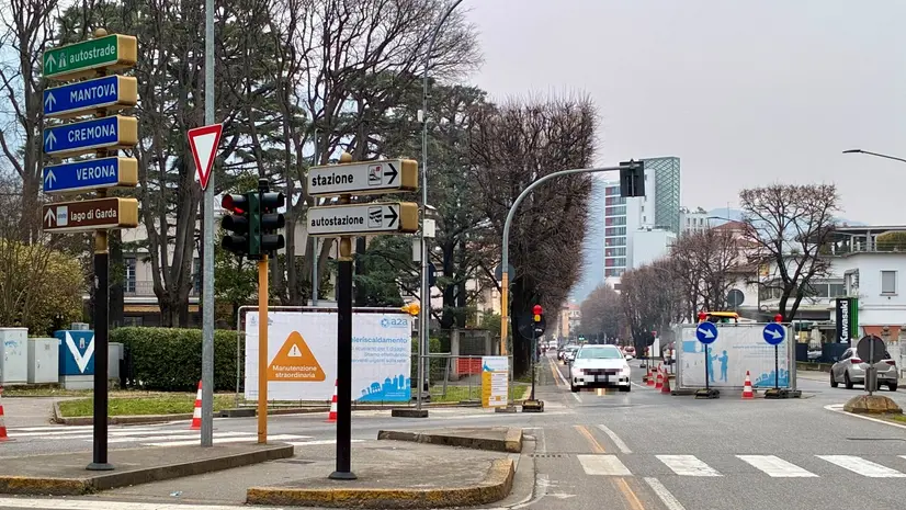 Lavori tra via Diaz e via Inganni - © www.giornaledibrescia.it