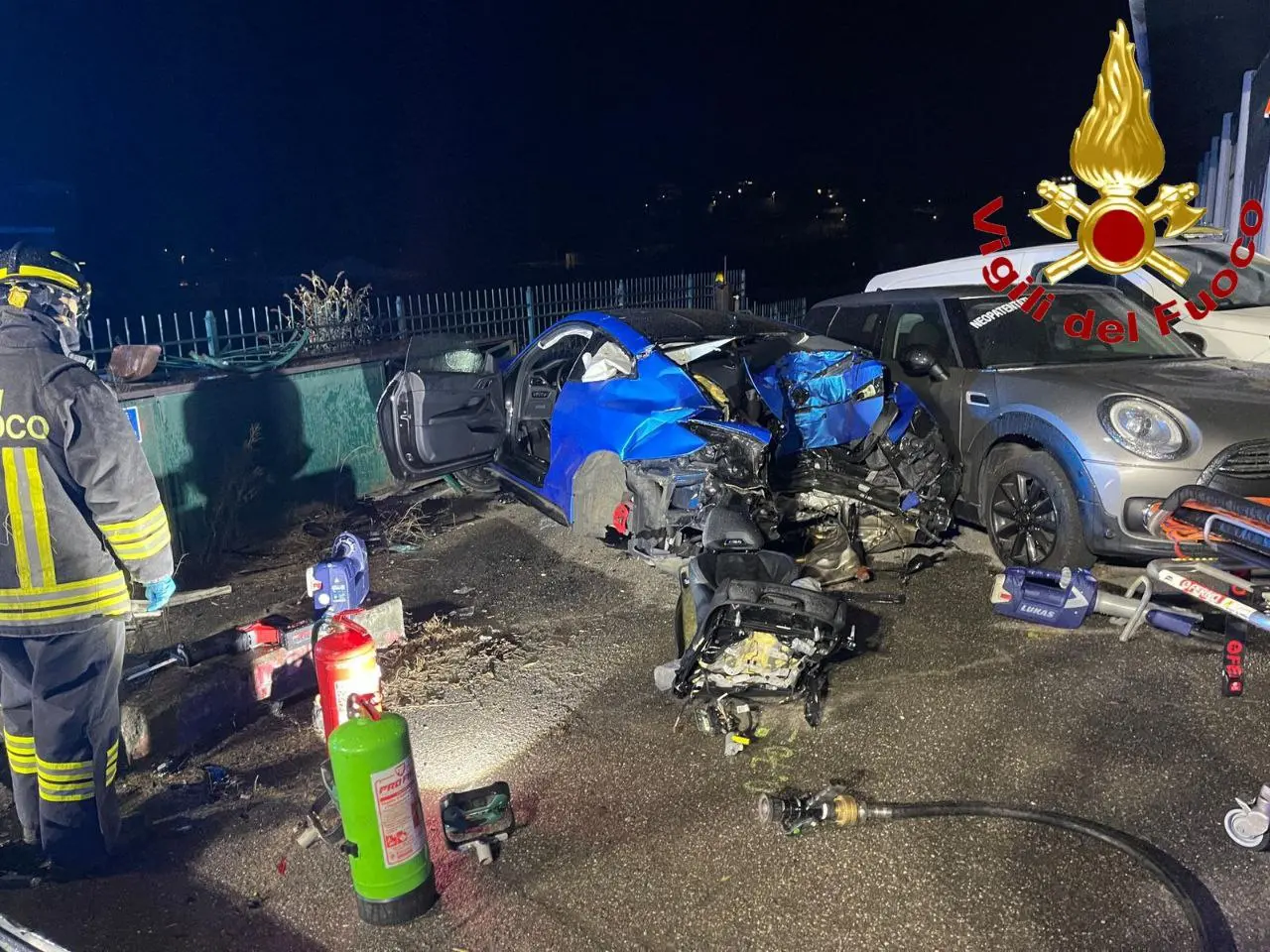 Niardo, l'auto sulla quale viaggiava come passeggero la vittima Daniele Caratti