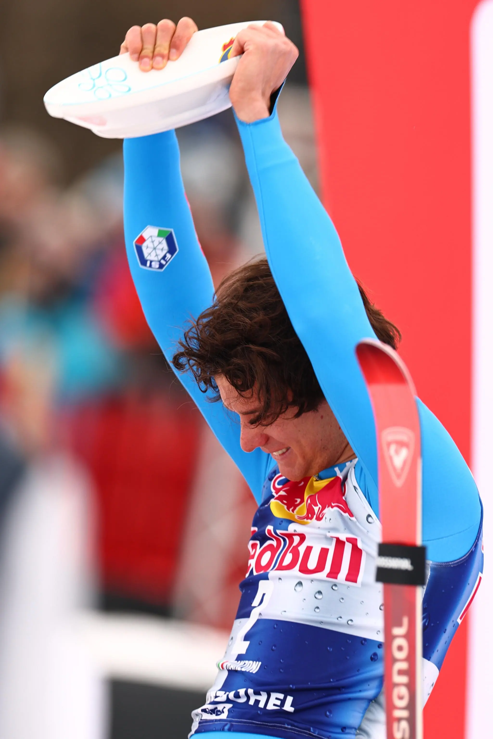 Giovanni Franzoni sul podio di Kitzbühel