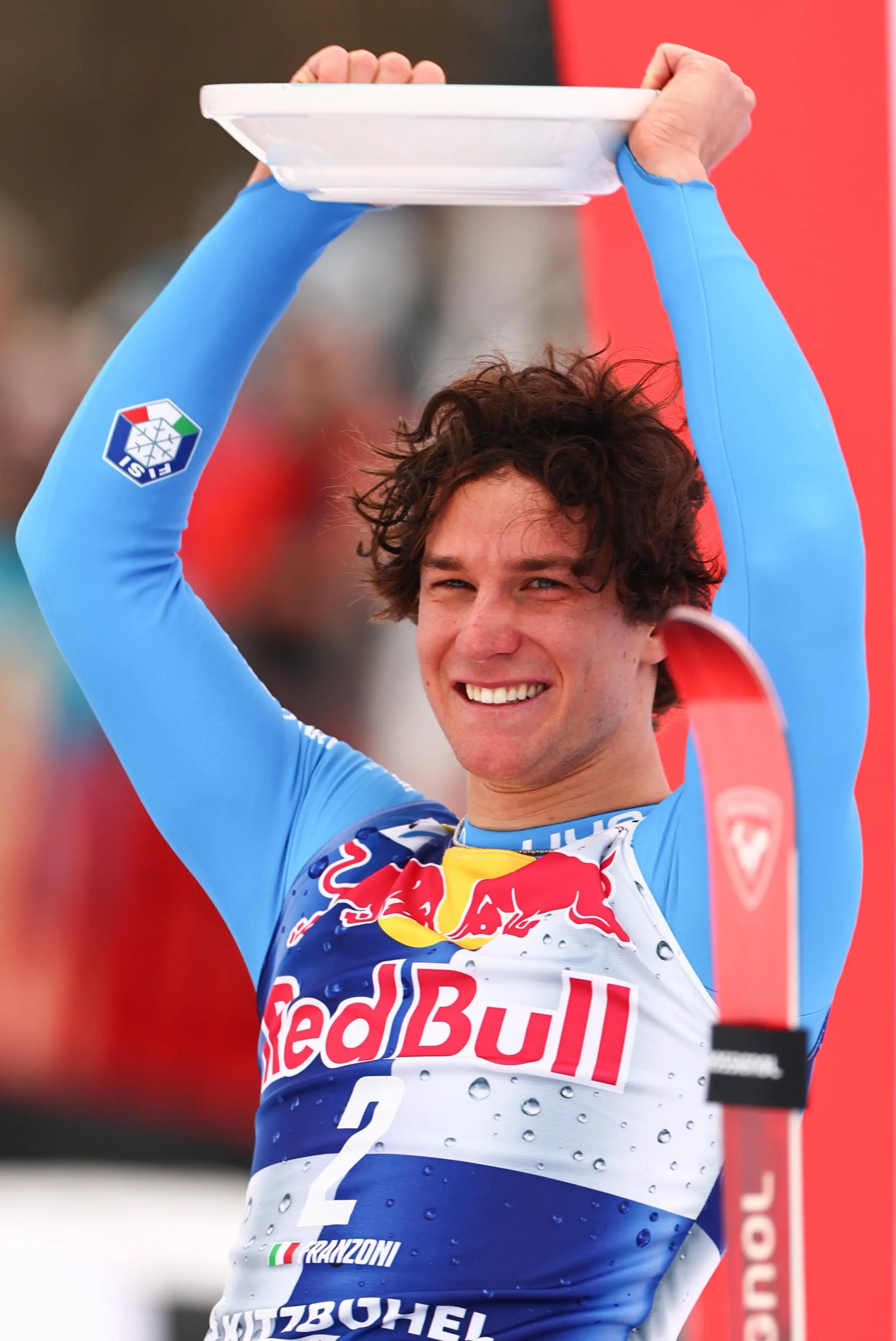 Giovanni Franzoni sul podio di Kitzbühel