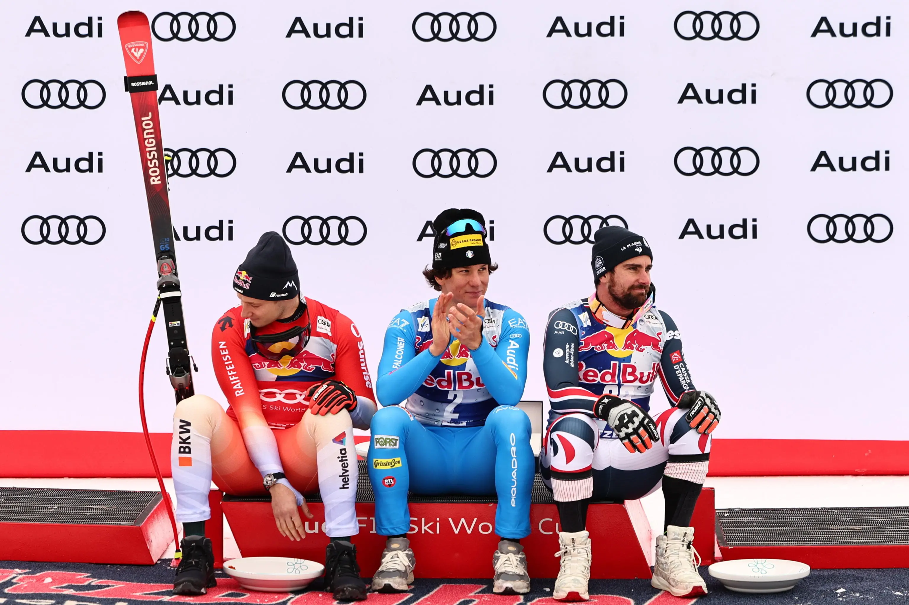 Giovanni Franzoni sul podio di Kitzbühel