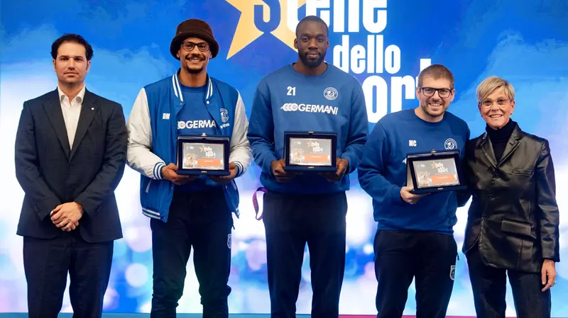 Da sinistra Cantoni, Moss, Mobio, Cotelli e Castelletti - Foto New Reporter Papetti © www.giornaledibrescia.it