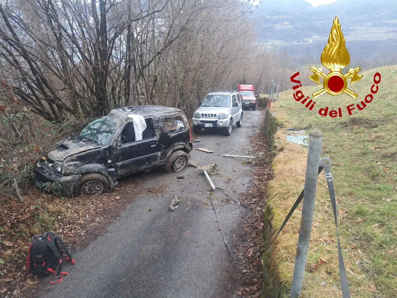I vigili del fuoco sul luogo dell'incidente