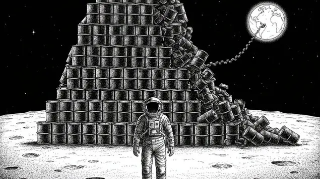 Un'illustrazione eloquente mostra la misura del consumo quotidiano di petrolio