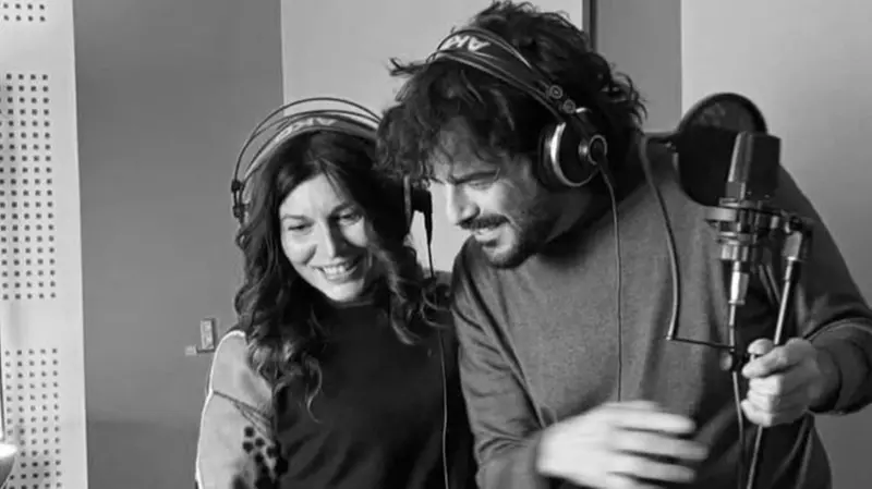Giusy Ferreri e Francesco Renga in studio