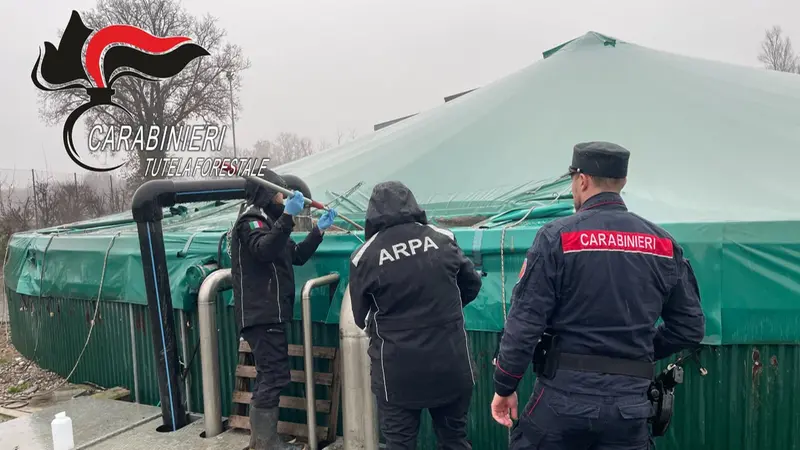 L'impianto di biogas sequestrato a Chiari