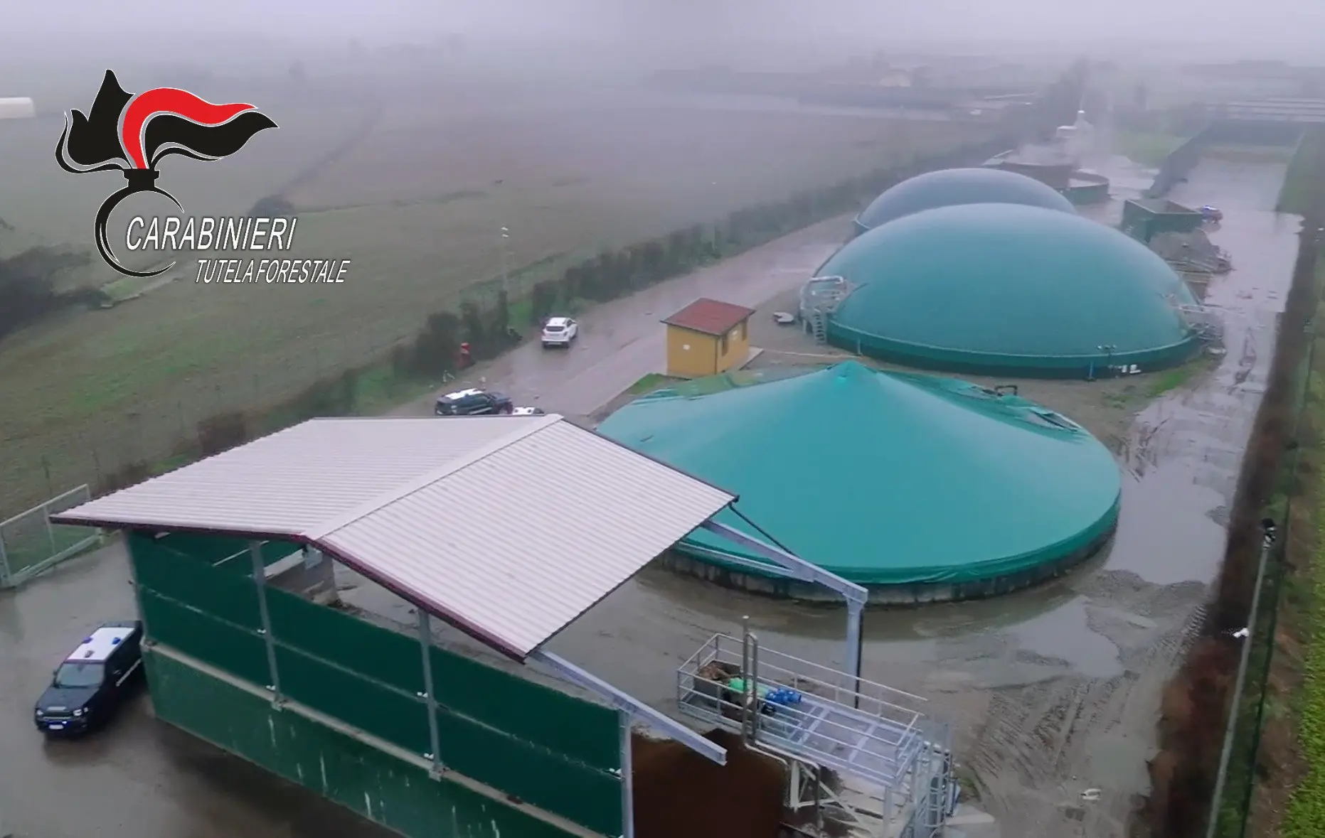 L'impianto di biogas sequestrato a Chiari