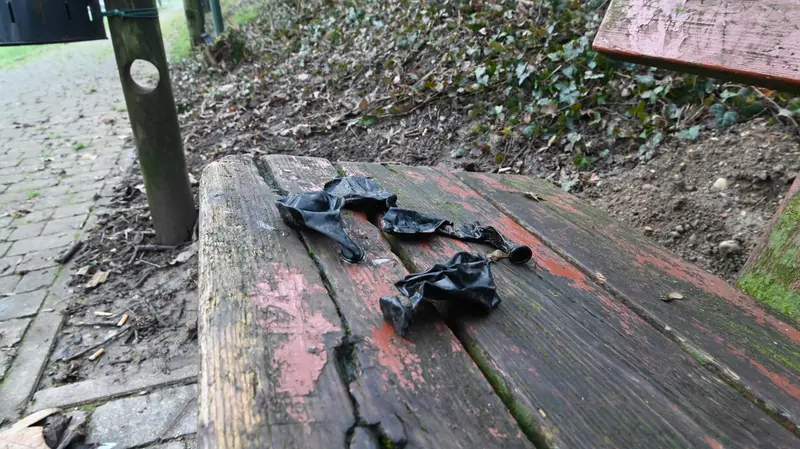 Palloncini ritrovati su una panchina - © www.giornaledibrescia.it