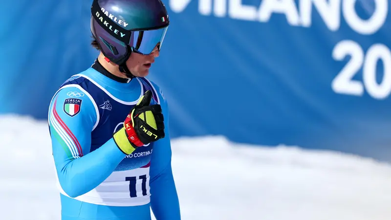 Franzoni subito dopo la discesa libera a Bormio - Foto Ansa/Epa/Anna Szilagyi © www.giornaledibrescia.it