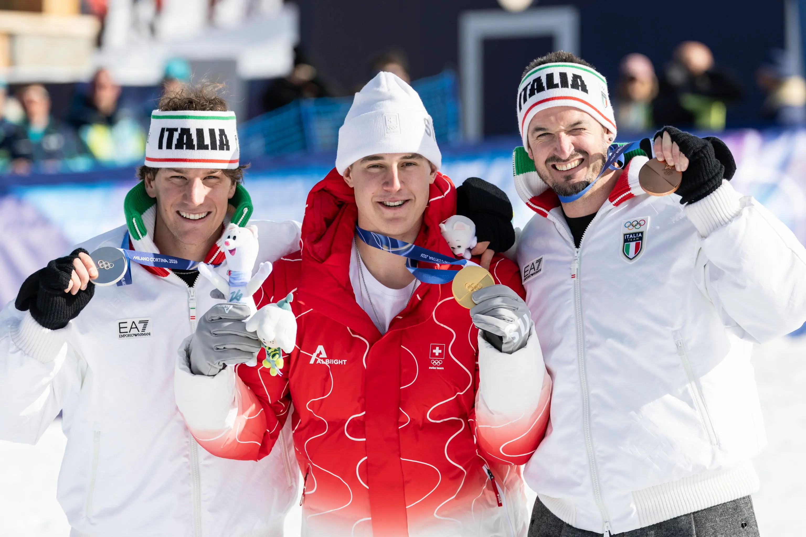 Olimpiadi di Milano-Cortina, il podio con Franzoni