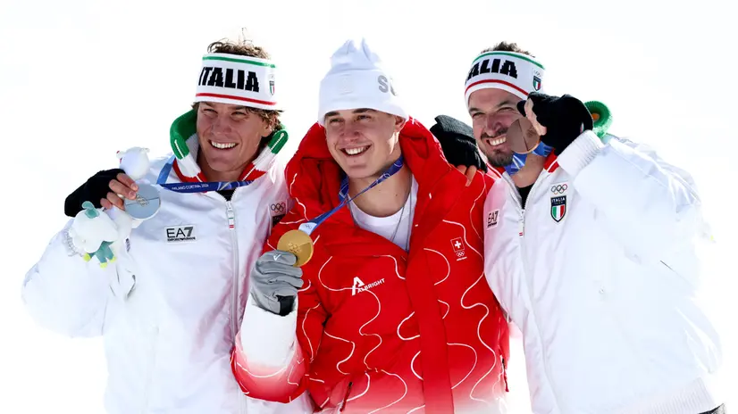 Olimpiadi di Milano-Cortina, il podio con Franzoni