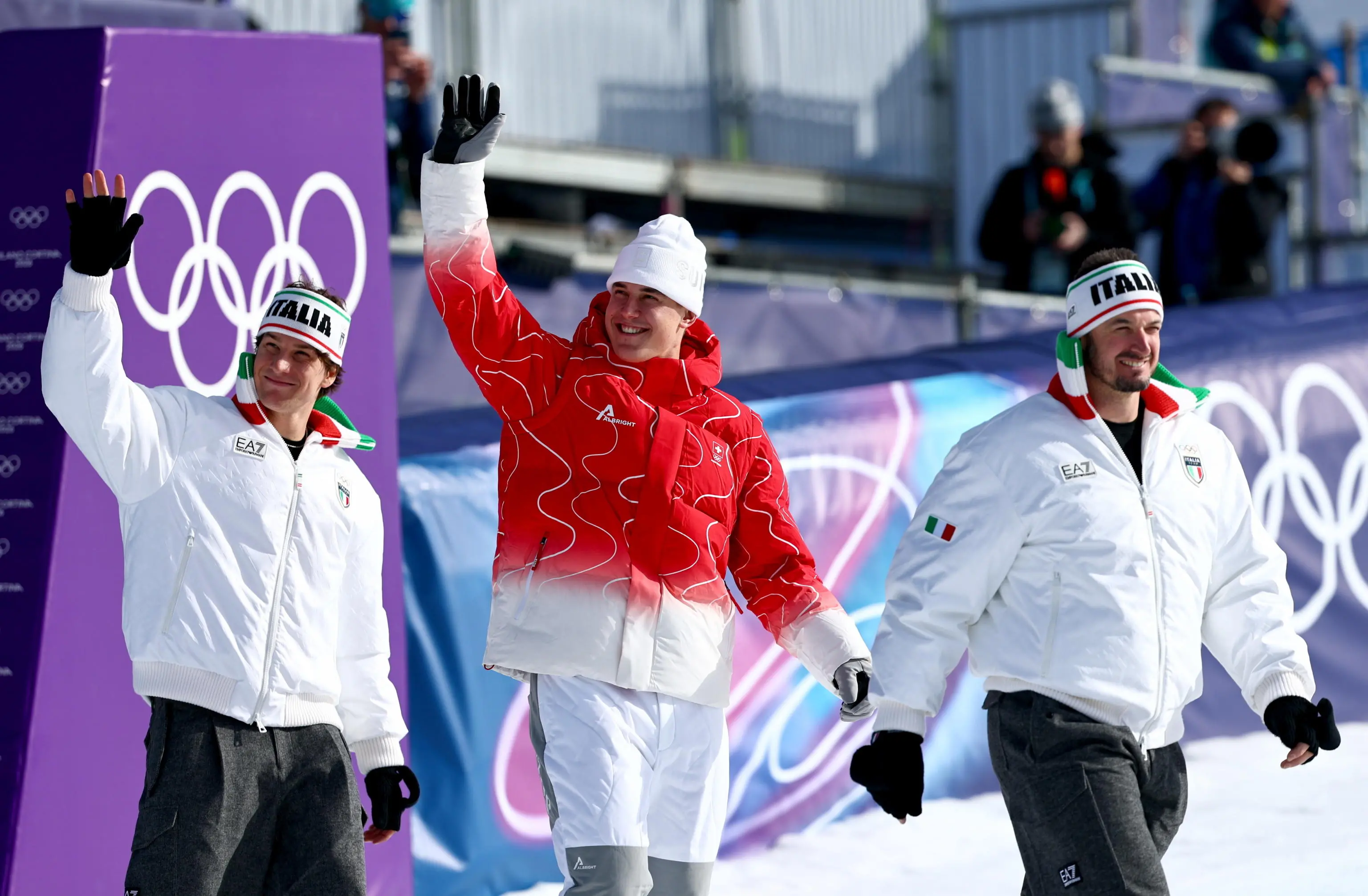 Olimpiadi di Milano-Cortina, il podio con Franzoni