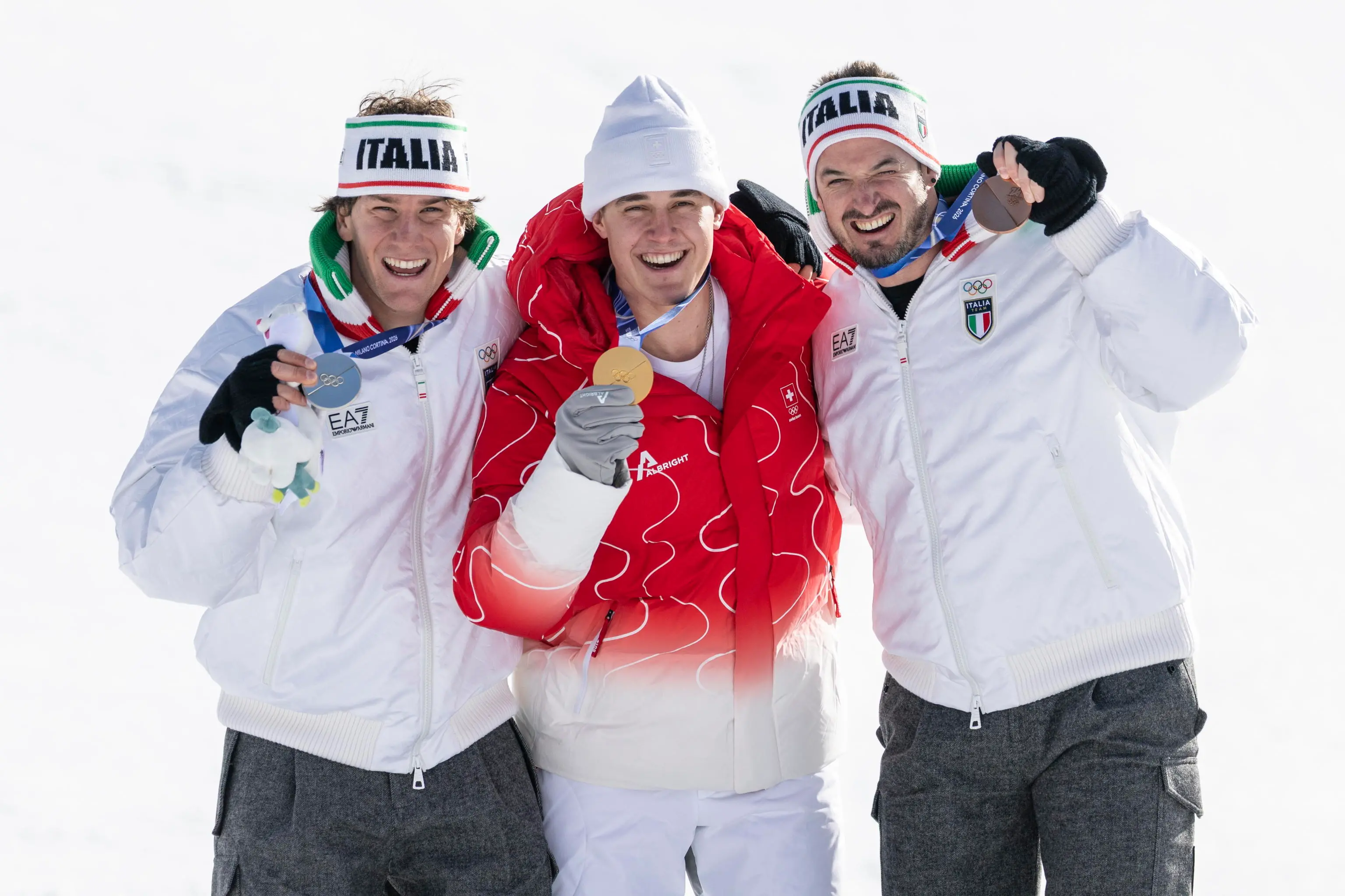 Olimpiadi di Milano-Cortina, il podio con Franzoni
