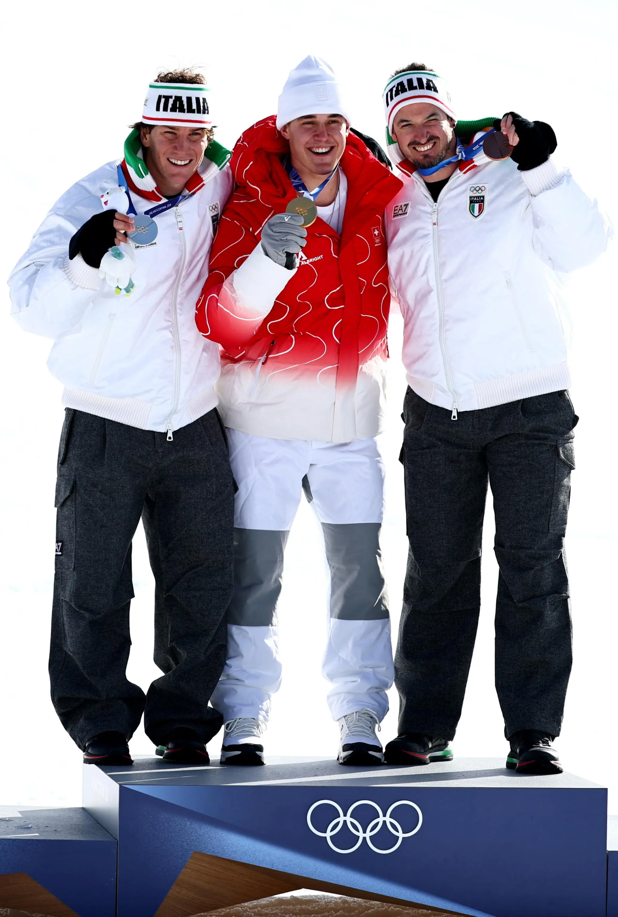 Olimpiadi di Milano-Cortina, il podio con Franzoni