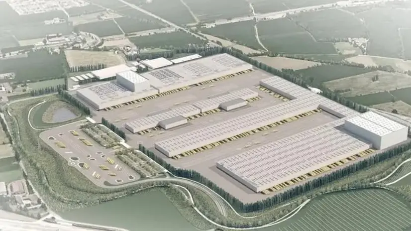Una proiezione di come sarà il polo logistico Esselunga all'ex Stefana di Ospitaletto - © www.giornaledibrescia.it