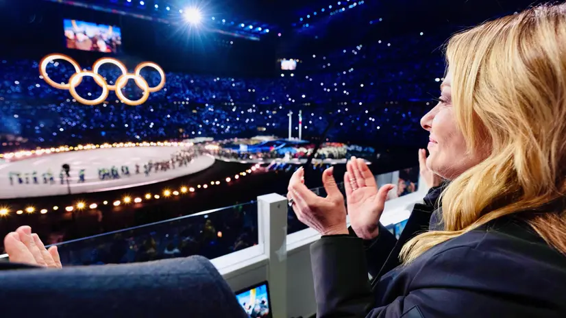 Giorgia Meloni alla cerimonia di apertura dei Giochi olimpici - Ansa © www.giornaledibrescia.it